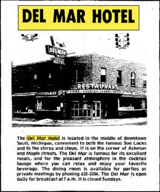 Del Mar Hotel - Sept 1973 Ad
